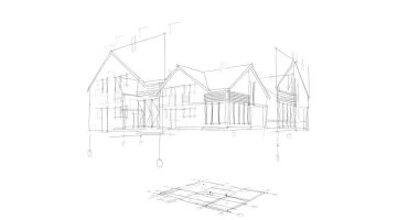 mimari çizimleri 3B illüstrasyon - illüstrasyon