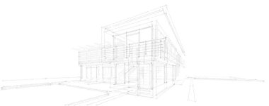 Binanın mimari 3d çizim çizim ev