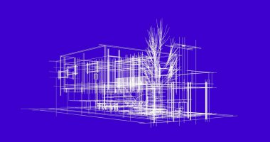 mimari çizimleri 3B illüstrasyon - illüstrasyon
