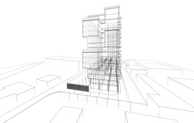 mimari çizimleri 3B illüstrasyon - illüstrasyon