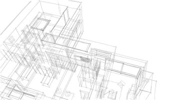 Binanın mimari 3d çizim çizim ev