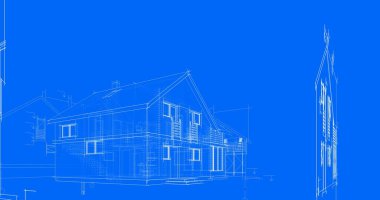 mimari çizimleri 3B illüstrasyon - illüstrasyon