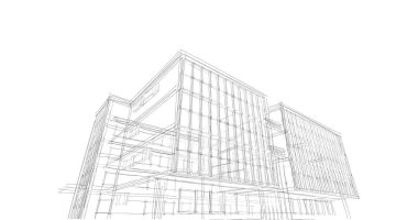 Binanın mimari 3d çizim çizim ev