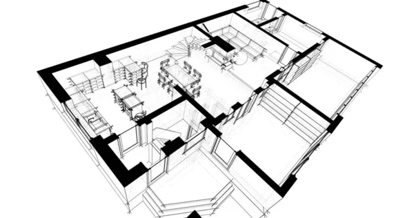 Conception Maison Croquis Illustration — Photo