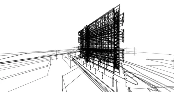 Haus Gebäude Architektonische Zeichnung Illustration — Stockfoto