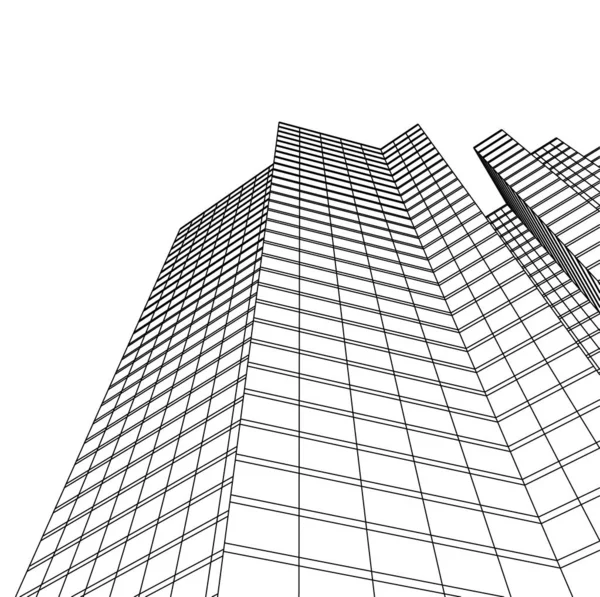 未来派城市摩天大楼背景 — 图库照片