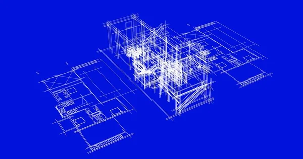 房子概念剪影3D — 图库照片