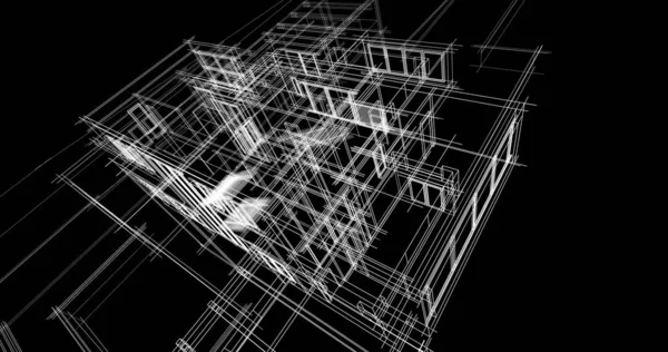 房子概念剪影3D — 图库照片