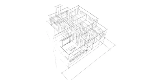 住宅建設建築デッサン イラスト — ストック写真