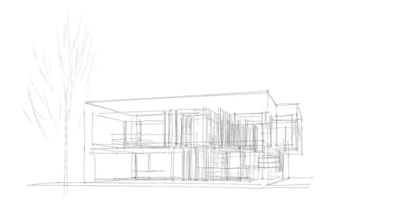 Maison Bâtiment Dessin Architectural Illustration — Photo