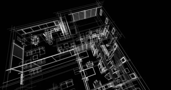 房子概念剪影3D — 图库照片