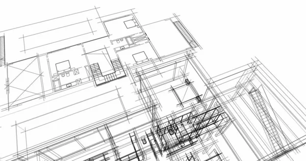 Ескіз Концепції Будинку Ілюстрація — стокове фото