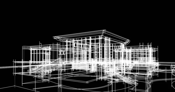 architecture building 3d illustration on background,