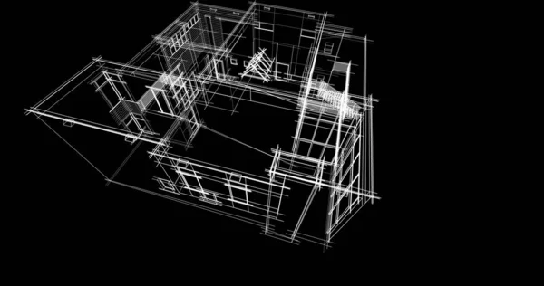 房子概念剪影3D — 图库照片