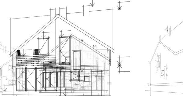Будівництво Будинку Архітектурний Малюнок Ілюстрація — стокове фото
