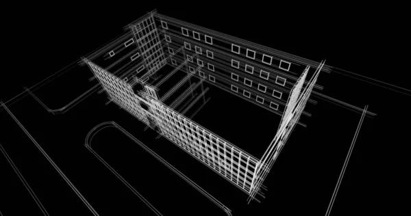 Architektonické Kreslení Ilustrace Stavby Domů — Stock fotografie