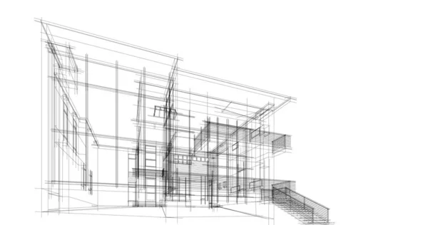 Arquitectura Edificio Ilustración Sobre Fondo — Foto de Stock