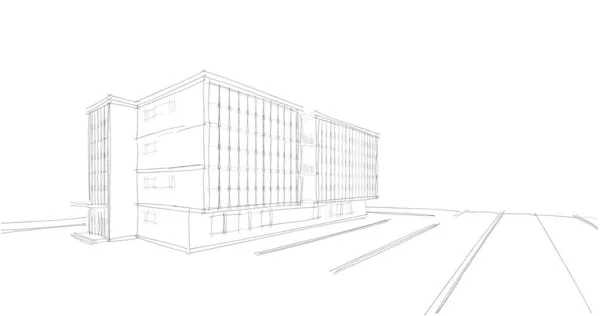 Huis Gebouw Architecturale Tekening Illustratie — Stockfoto