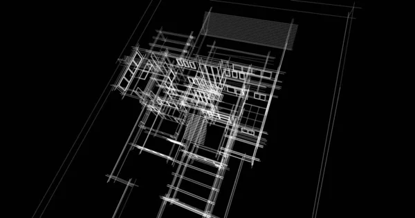 房子概念剪影3D — 图库照片