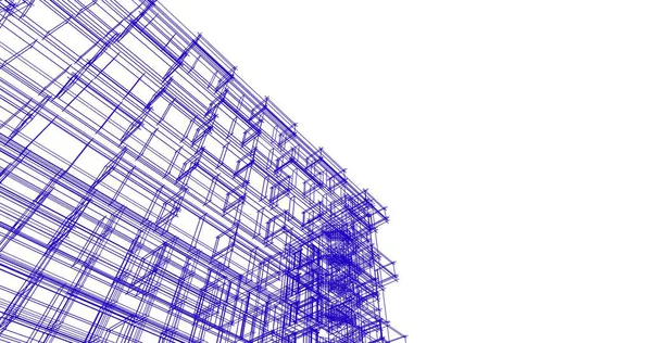 建筑图纸3D — 图库照片