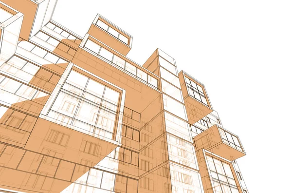 Binanın mimari 3d çizim çizim ev