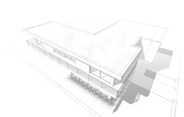 Maison Bâtiment Dessin Architectural Illustration — Photo