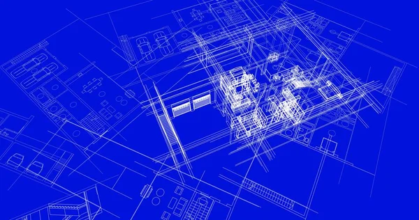 房子大厦建筑图画3D — 图库照片