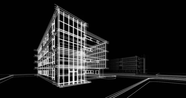 房子大厦建筑图画3D — 图库照片