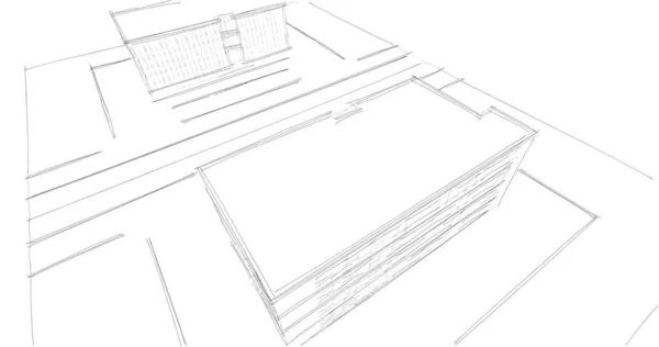 Rysunek Architektoniczne Budownictwo Mieszkaniowe — Zdjęcie stockowe