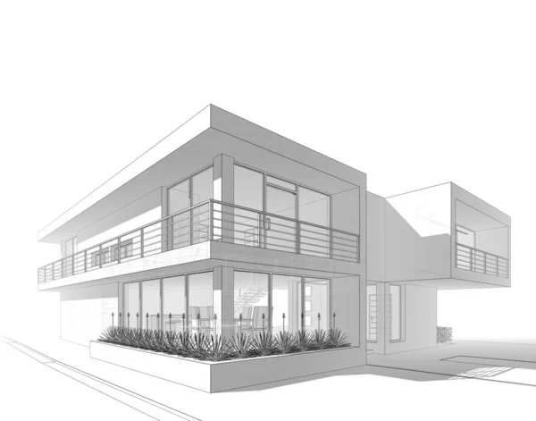 mimari çizimleri 3B illüstrasyon - illüstrasyon