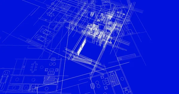 房子大厦建筑图画3D — 图库照片