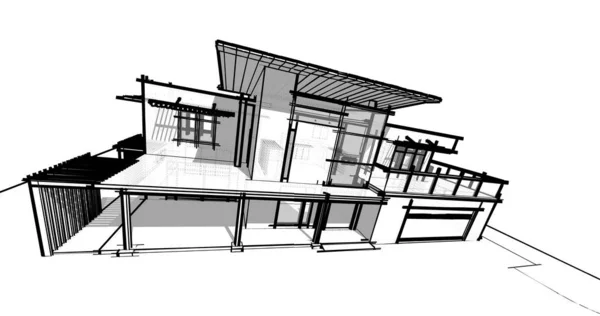 Bosquejo Concepto Casa Ilustración —  Fotos de Stock
