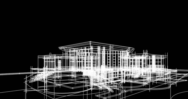 architecture building 3d illustration on background,