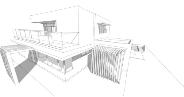 Bosquejo Concepto Casa Ilustración — Foto de Stock