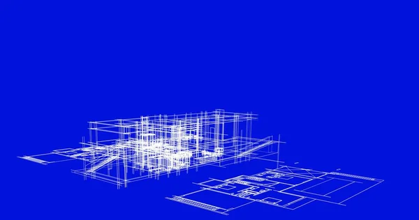 房子概念剪影3D — 图库照片