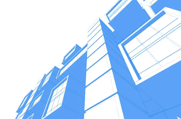 Casa Edificio Disegno Architettonico Illustrazione — Foto Stock