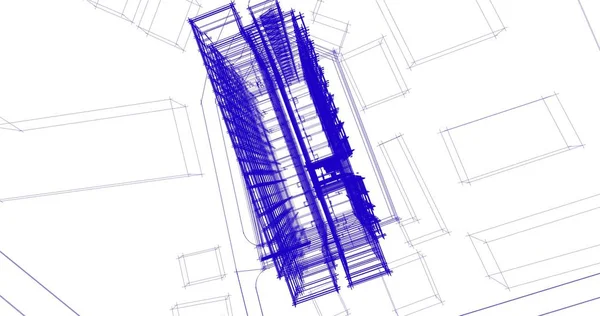 建筑图纸3D — 图库照片