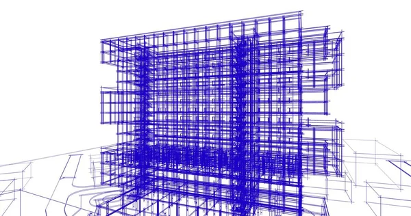 建筑图纸3D — 图库照片