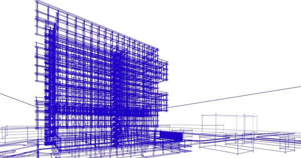 建筑图纸3D — 图库照片