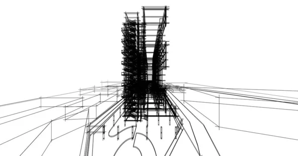 Edifício Casa Desenho Arquitetônico Ilustração — Fotografia de Stock