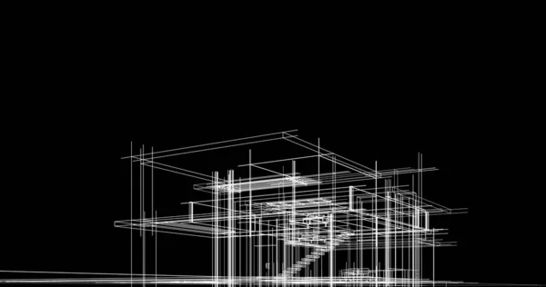 房子概念剪影3D — 图库照片