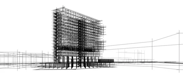 房子大厦建筑图画3D — 图库照片