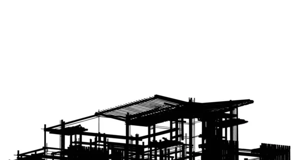 房子概念剪影3D — 图库照片