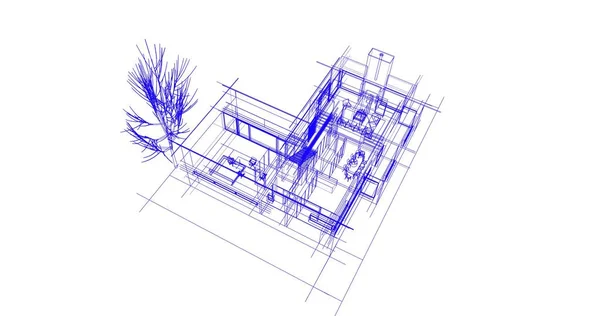 Rysunek Architektoniczne Budownictwo Mieszkaniowe — Zdjęcie stockowe