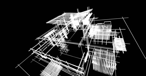 房子概念剪影3D — 图库照片