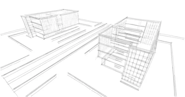 Rysunek Architektoniczne Budownictwo Mieszkaniowe — Zdjęcie stockowe