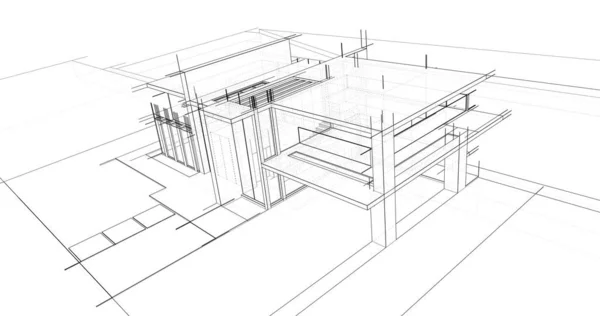 Conception Maison Croquis Illustration — Photo