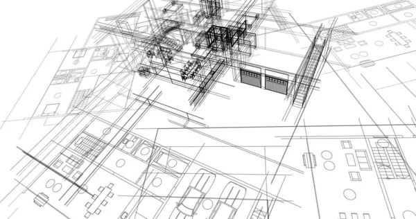 Rysunek Architektoniczne Budownictwo Mieszkaniowe — Zdjęcie stockowe