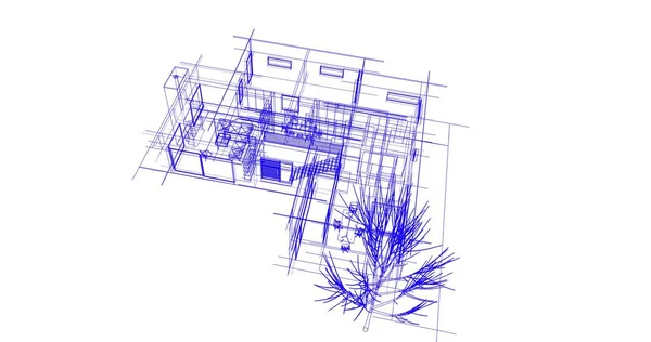 Edifício Casa Desenho Arquitetônico Ilustração — Fotografia de Stock