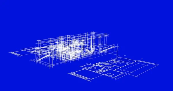 房子概念剪影3D — 图库照片